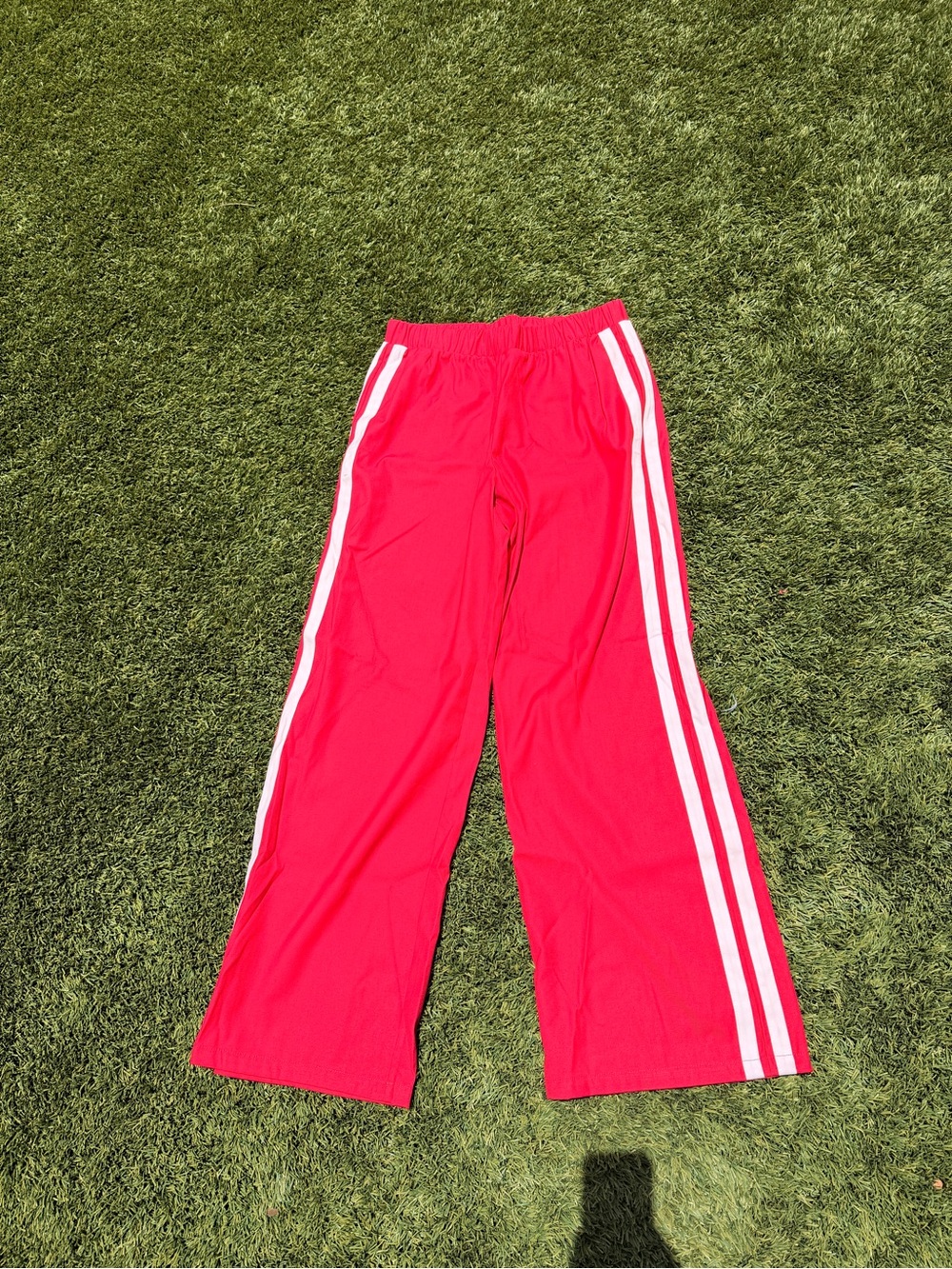 Women’s Wide-Leg Track Pants with Side Stripes - Pink